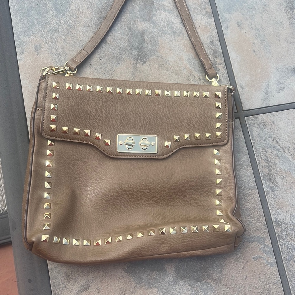 Brown/tan color with gold studs - beautiful